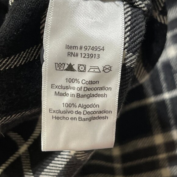 JACHS Flannel Shirt Button Front Black White Plaid XL Extra Large Thick Fabric - Picture 8 of 8